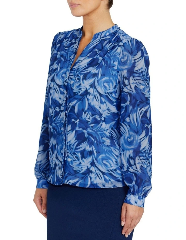 Ravina Floral Blouse in Blue image 3