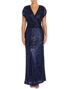 Calista Navy Sequin Gown