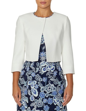 Crepe Single Button Jacket in Ivory