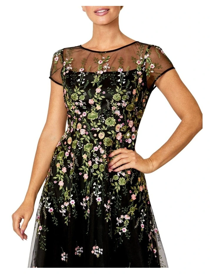 Leila Floral A-Line Dress in Green image 4