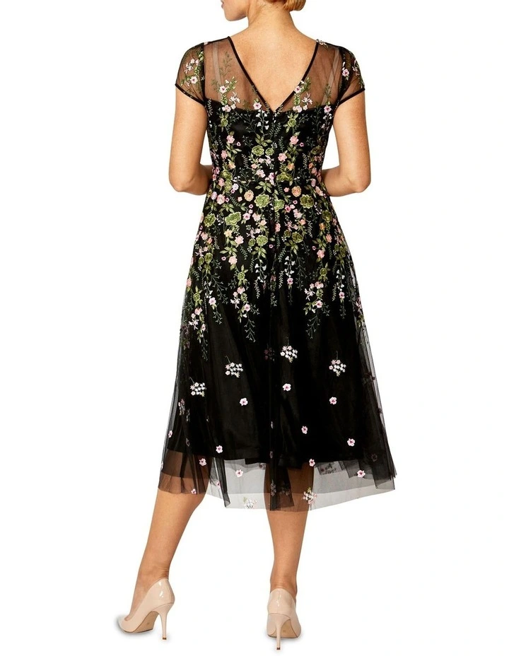 Leila Floral A-Line Dress in Green image 5
