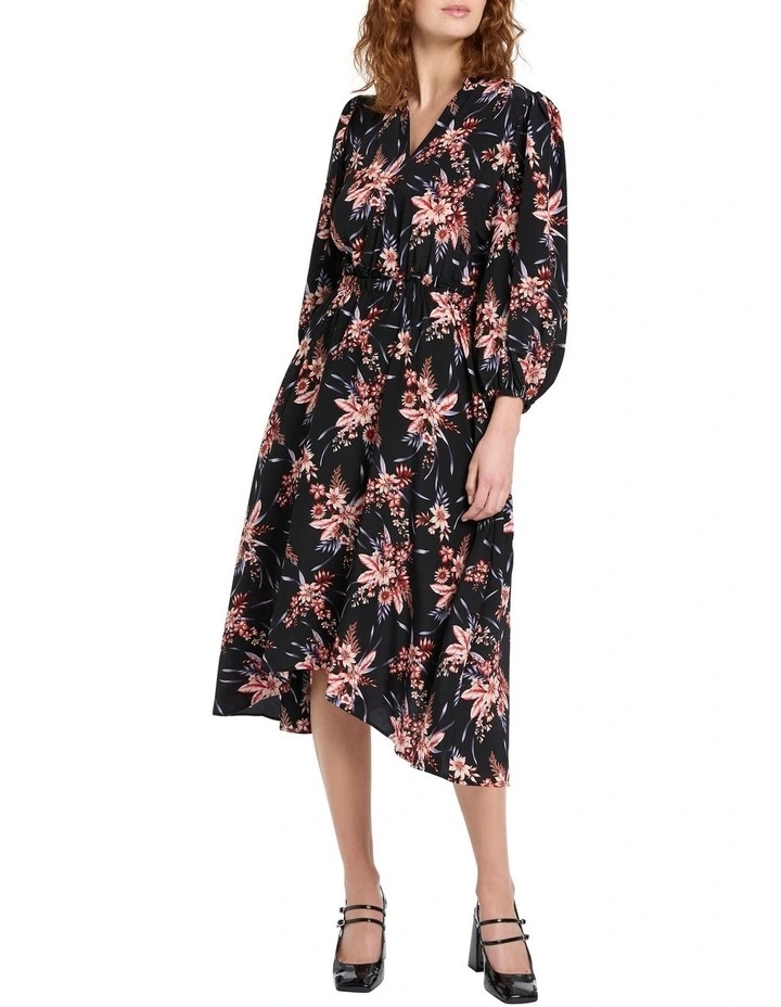 Bouquet-hearted Silk Dress in Multi image 1