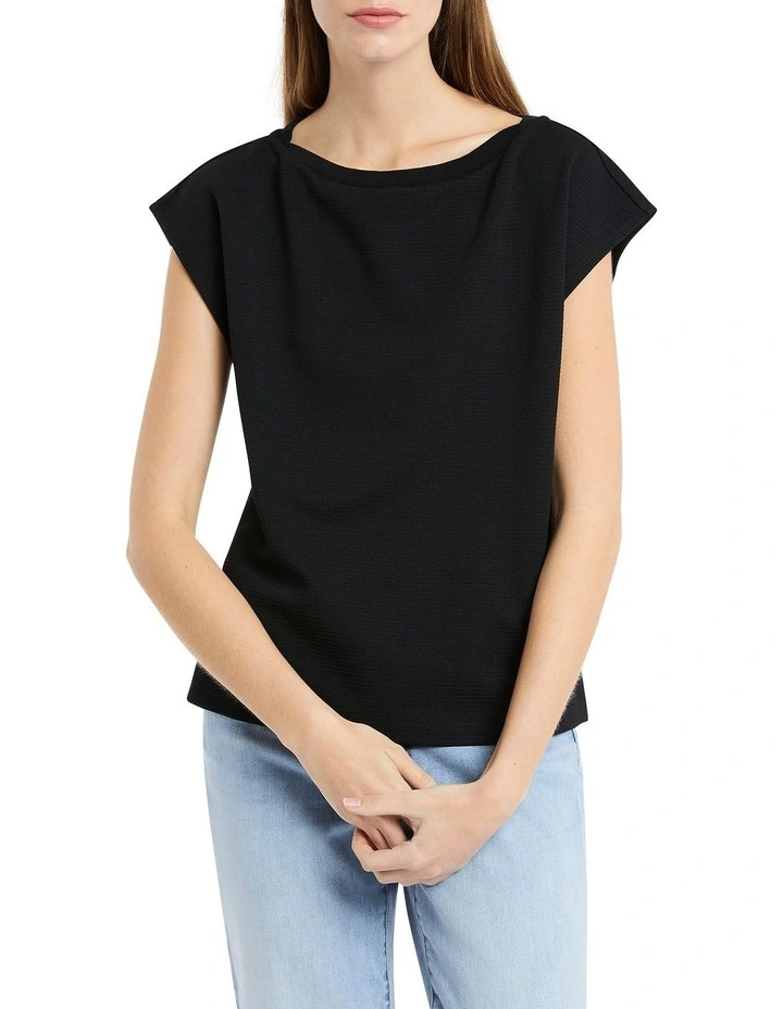 Annette Boat Neck Tee in Black image 1