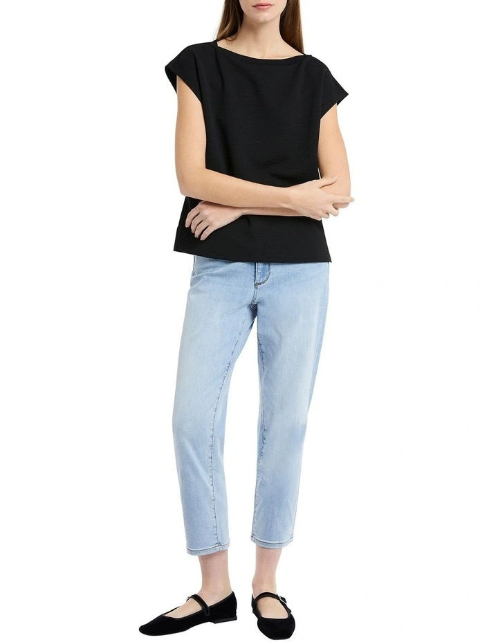 Annette Boat Neck Tee in Black image 2