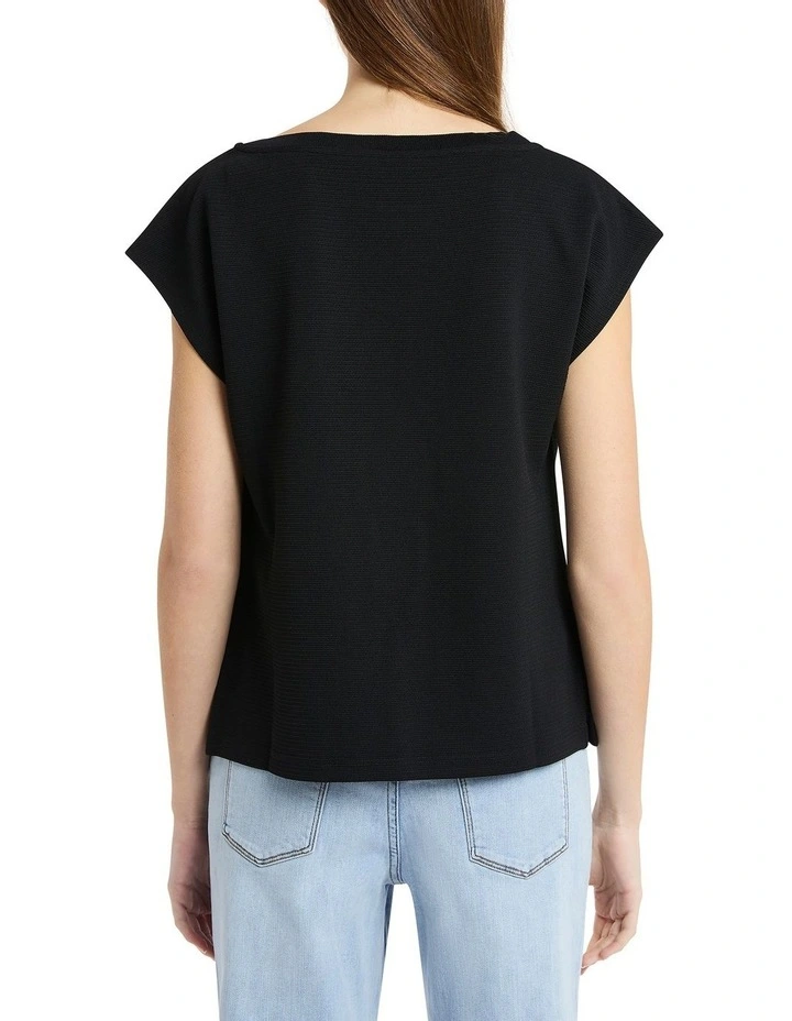 Annette Boat Neck Tee in Black image 4