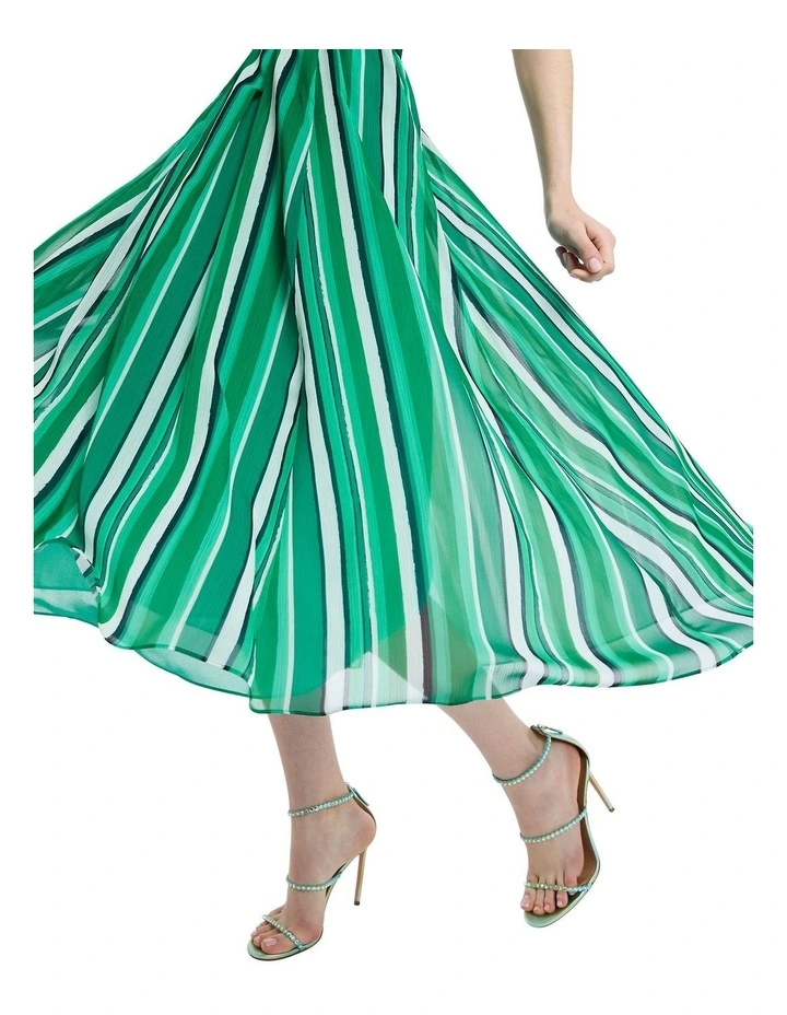 Stripe Out Midi Skirt in Green Stripe image 3