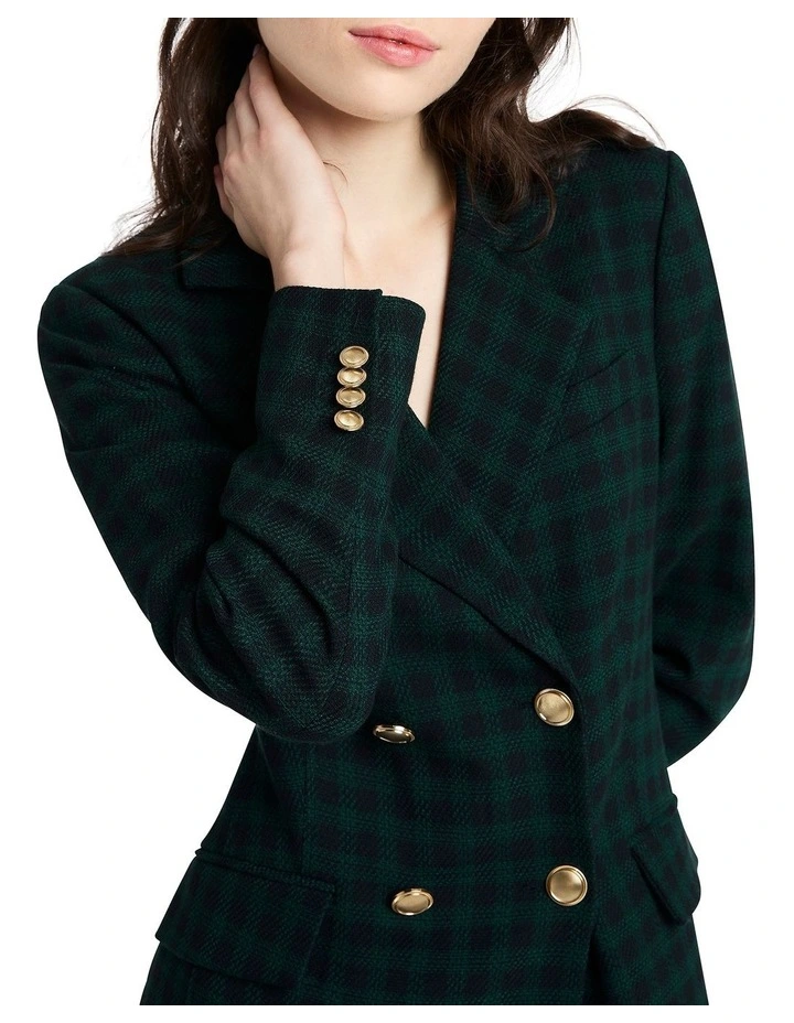 Checkmate Longerline Blazer in Green/Navy image 3