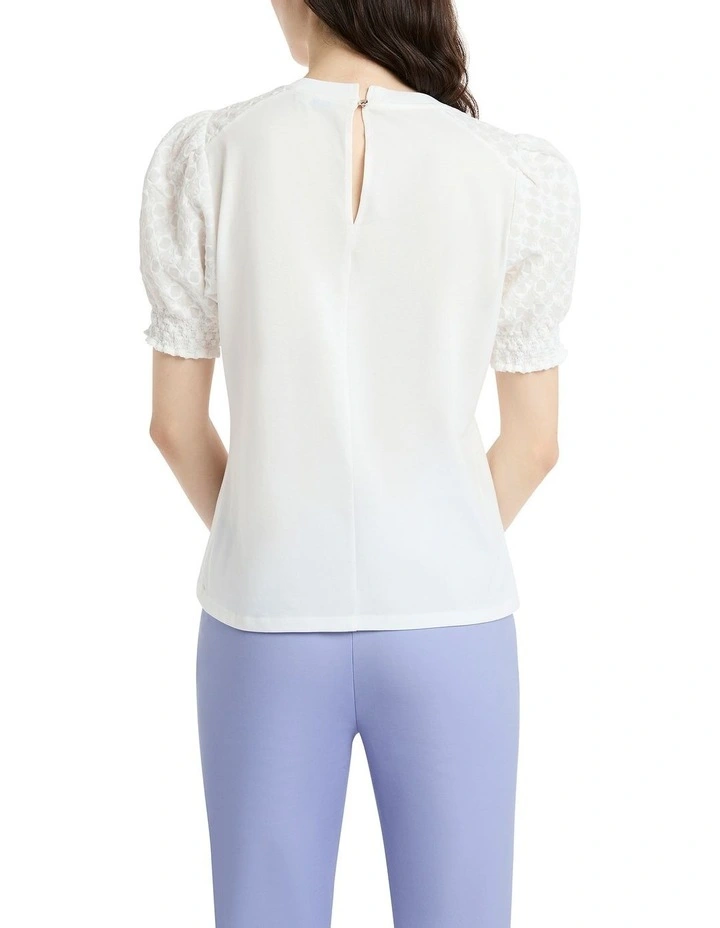 Cato Lace Sleeve Tee in Ivory image 4
