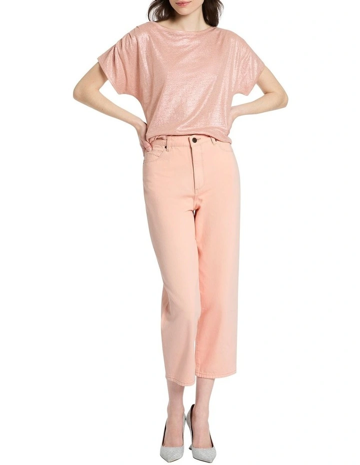 Glow Up Foil Linen Tee in Champagne image 2