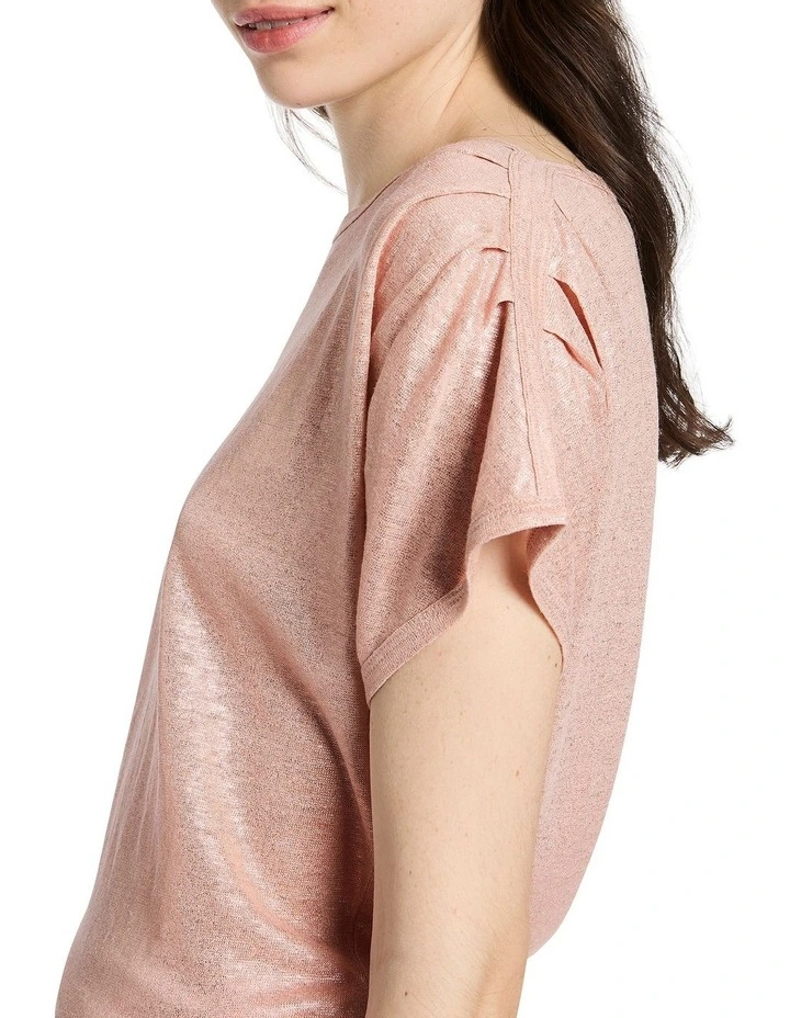 Glow Up Foil Linen Tee in Champagne image 3
