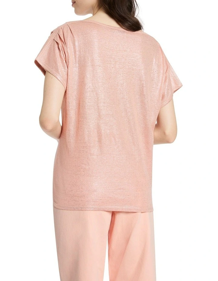 Glow Up Foil Linen Tee in Champagne image 4