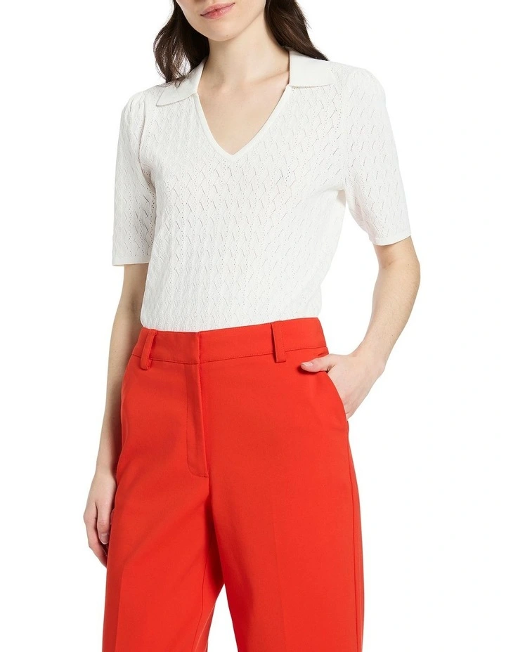 Alzira Knit Polo in White image 3