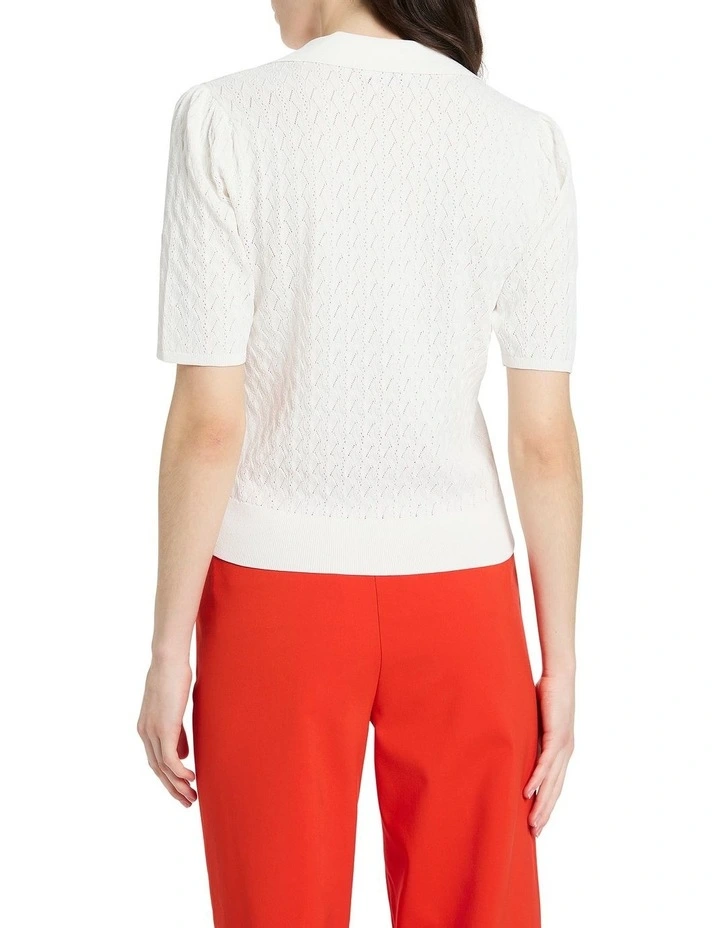 Alzira Knit Polo in White image 4