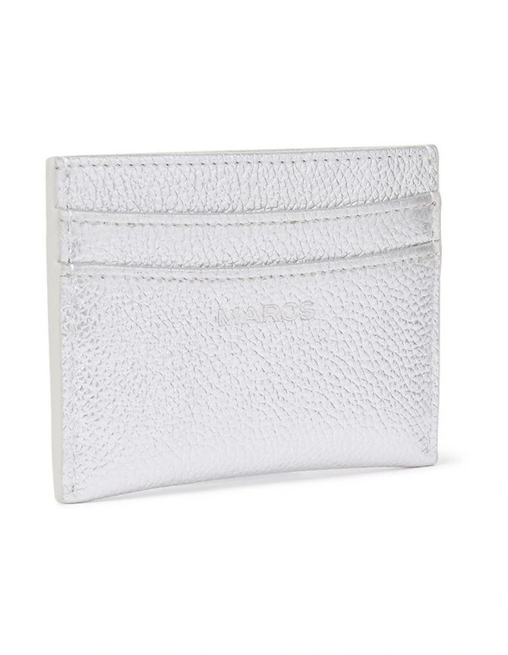 Penny Leather Card Holder in Silver image 3