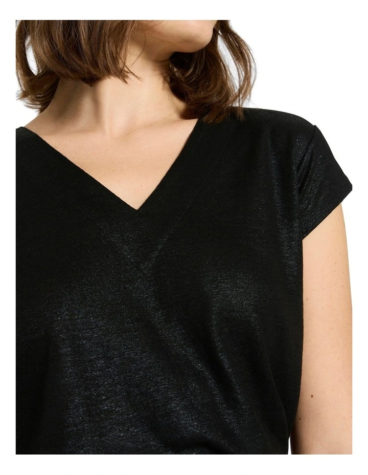 Afterglow Foil Linen Tee in Black image 3