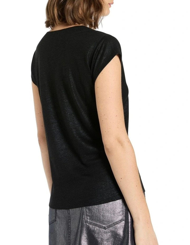 Afterglow Foil Linen Tee in Black image 4