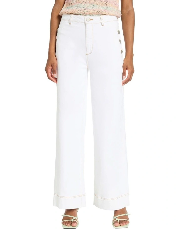 Anne Wide Leg Jeans in White image 1