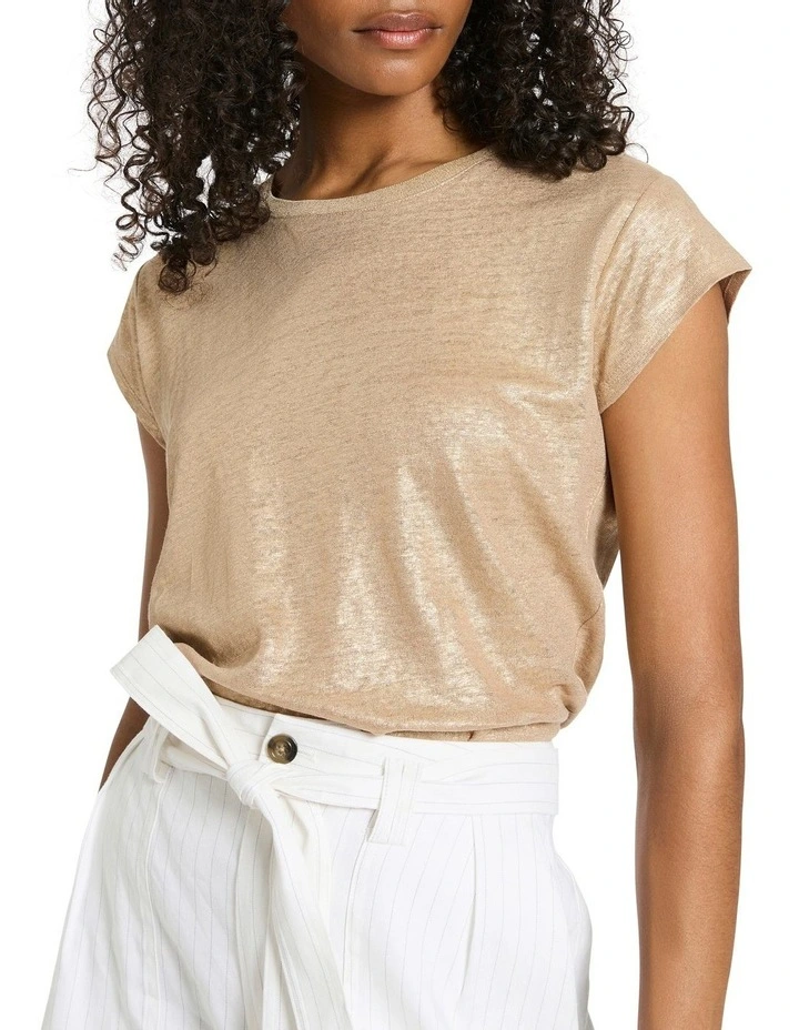 As Love Glows Foil Linen Tee in Gold image 1