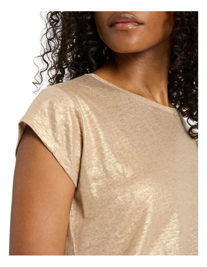 As Love Glows Foil Linen Tee in Gold image 3