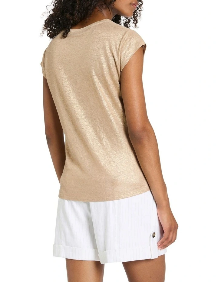 As Love Glows Foil Linen Tee in Gold image 4