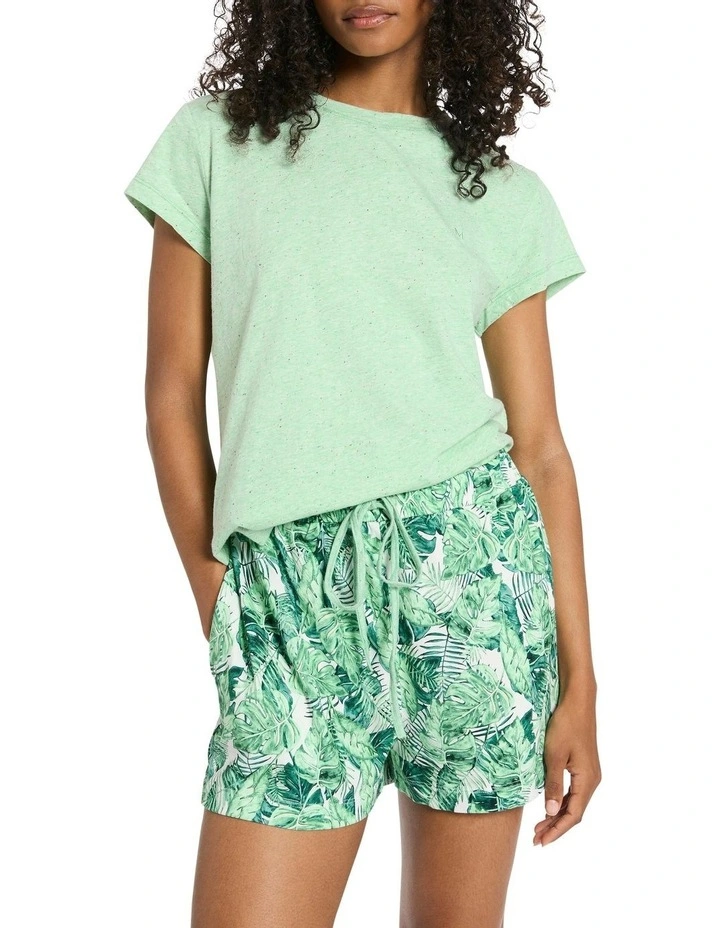 O Palms Night Pj Tee Set in Green Multi image 2