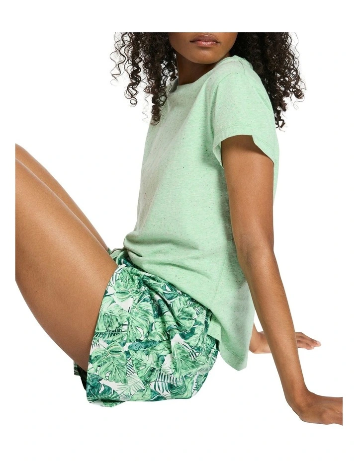 O Palms Night Pj Tee Set in Green Multi image 3