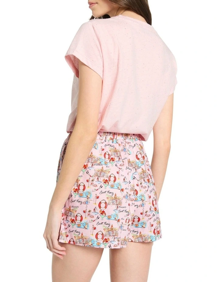 Its A Beach Day Pj Tee Set in Blush Multi image 5