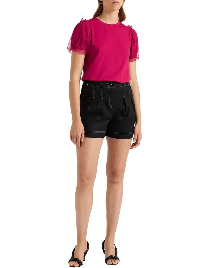 Take Five Mix Media Tee in Magenta image 2