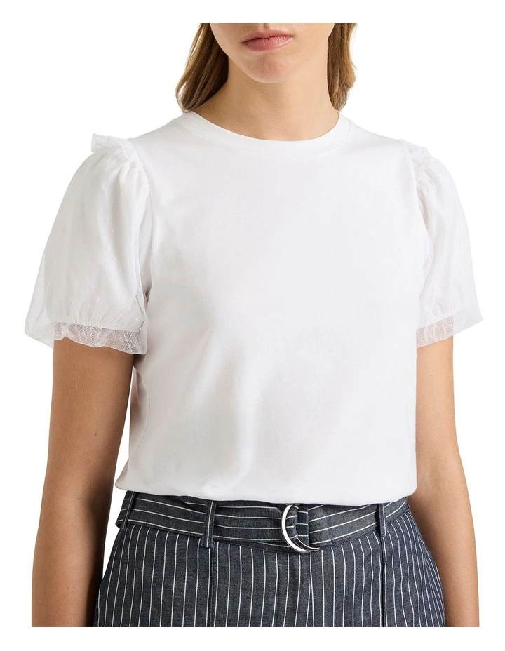 Take Five Mix Media Tee in White image 1