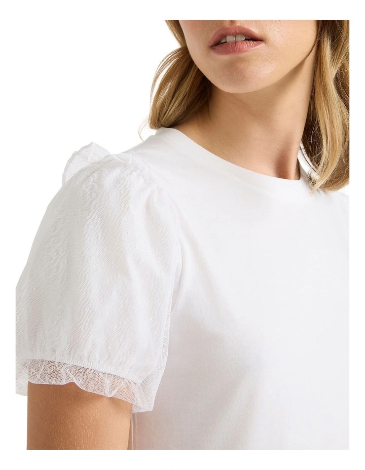 Take Five Mix Media Tee in White image 3
