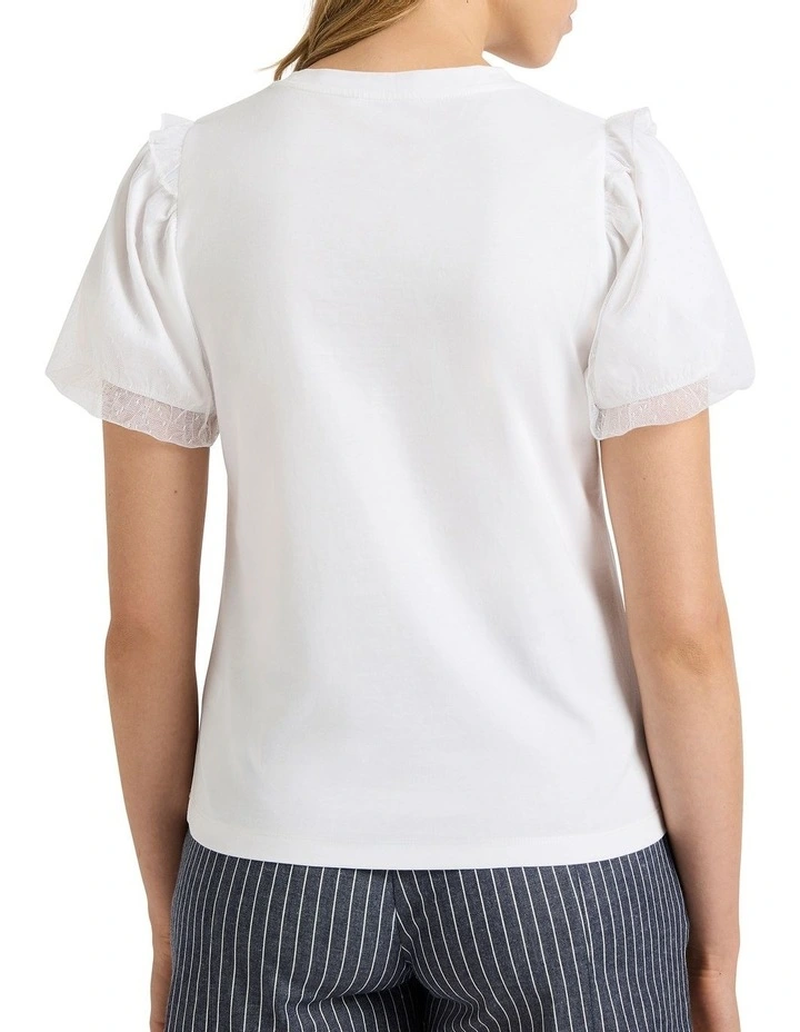 Take Five Mix Media Tee in White image 4
