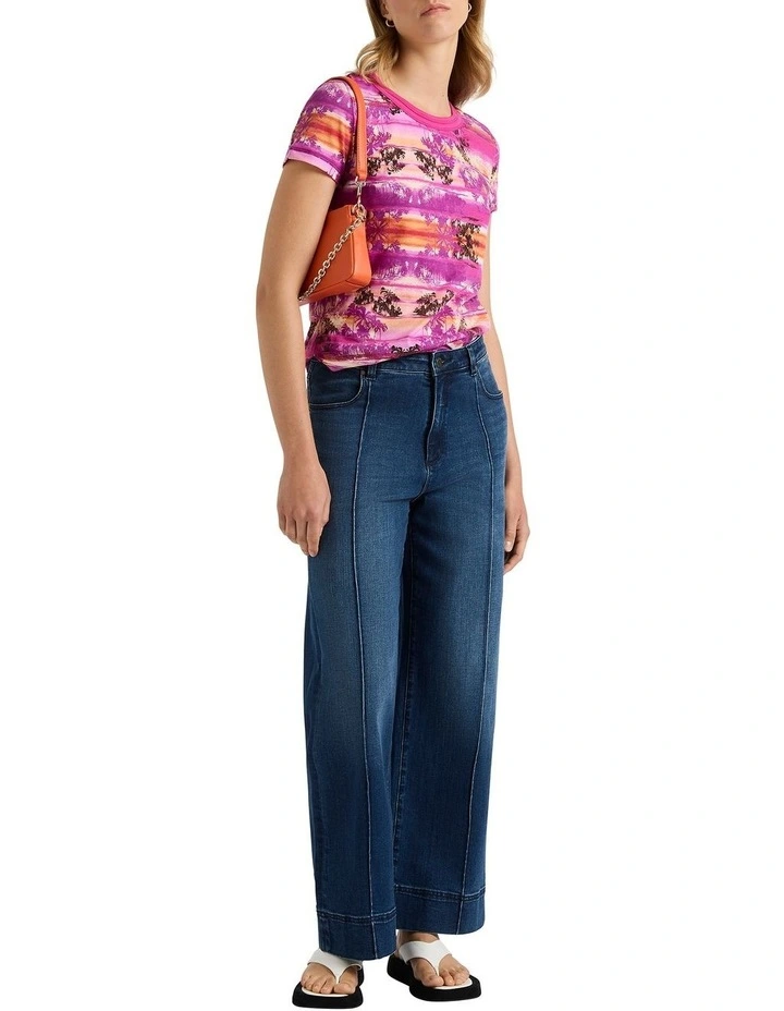 Talk To The Palm Tee in Magenta Multi image 1