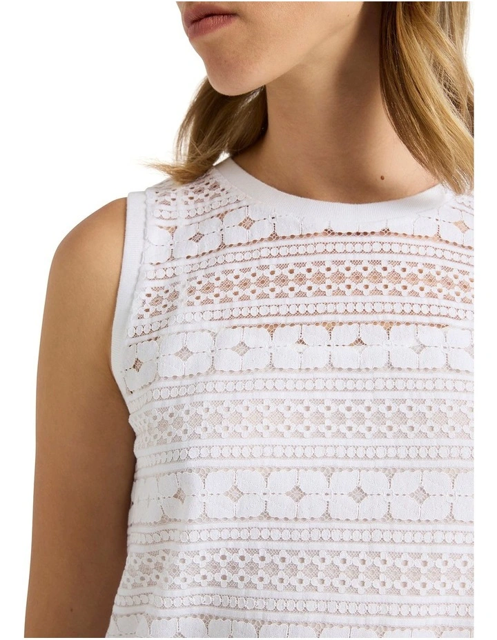Diana Lace Tank in White image 3