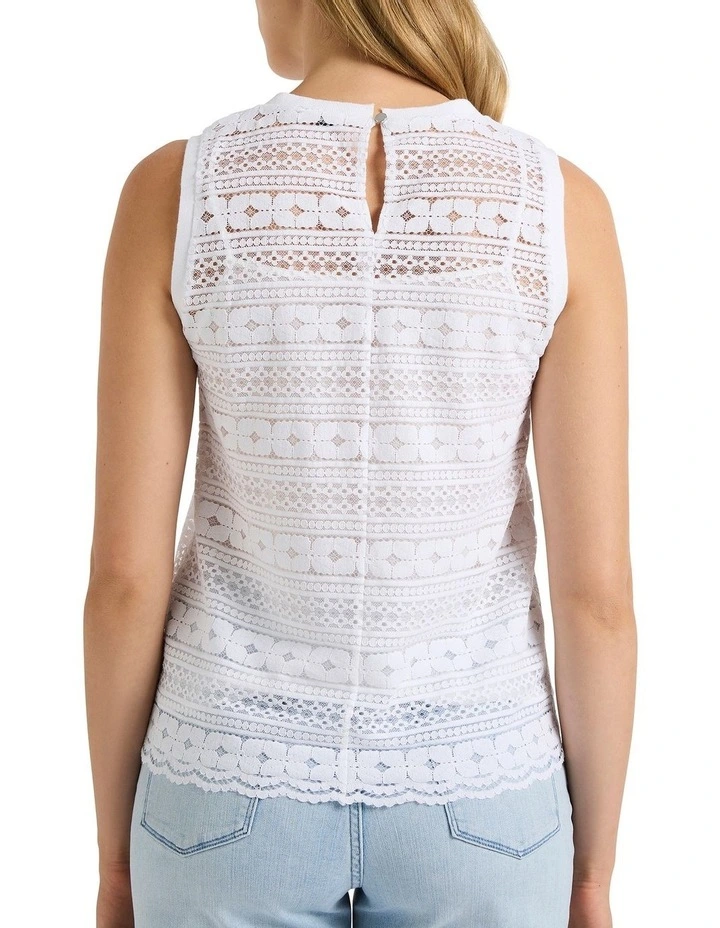 Diana Lace Tank in White image 4