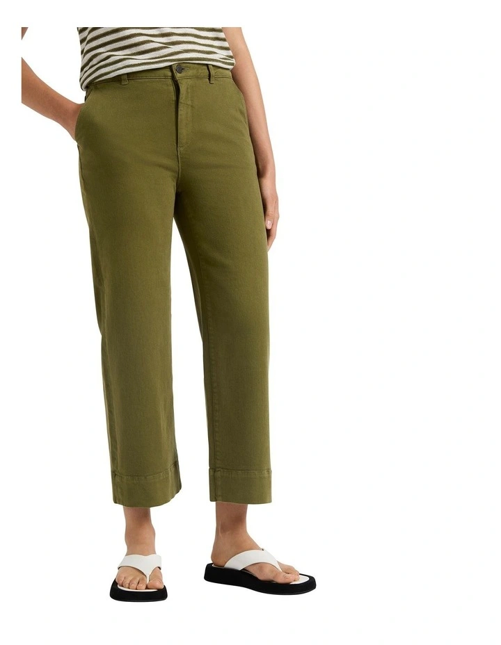 Paige Wide Leg Crop Jeans in Khaki image 2