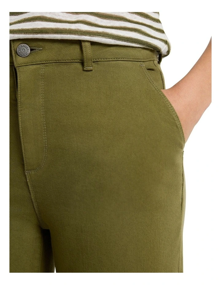 Paige Wide Leg Crop Jeans in Khaki image 3