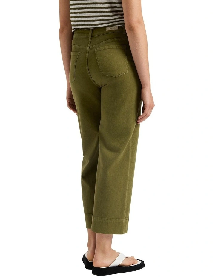 Paige Wide Leg Crop Jeans in Khaki image 4