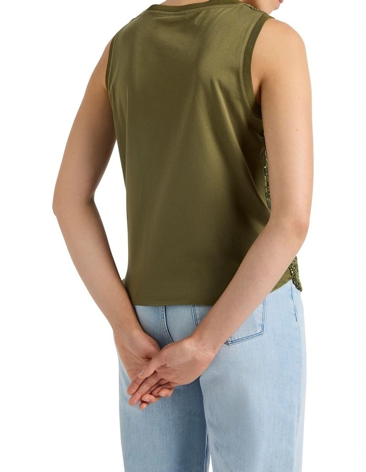 Feel Special Sequin Tank in Khaki image 4