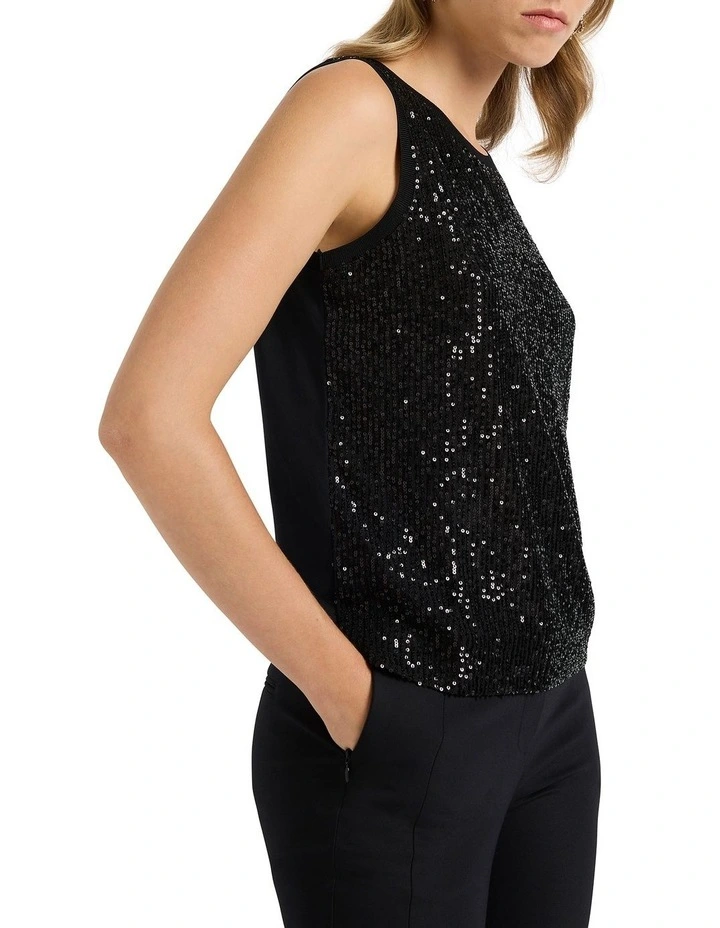 Feel Special Sequin Tank in Black image 2