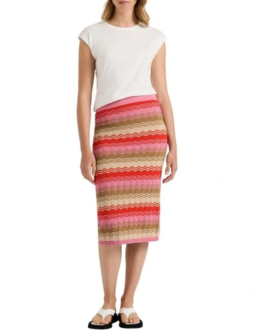 West End Hues Knit Skirt in Java Stripe