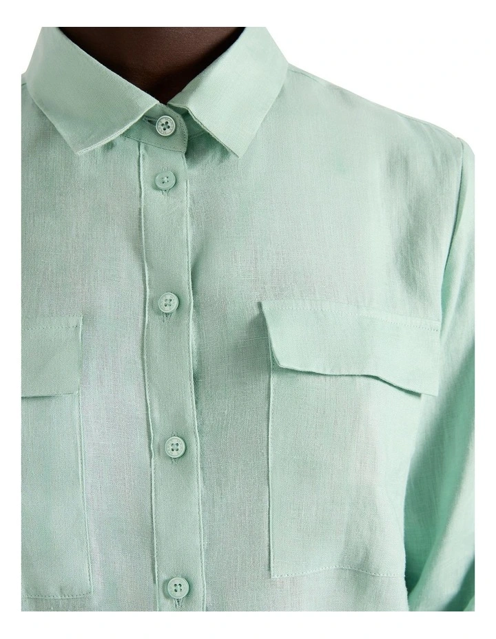 Sofia Linen Shirt in Seafoam image 3