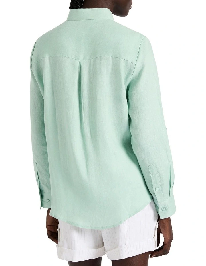 Sofia Linen Shirt in Seafoam image 4