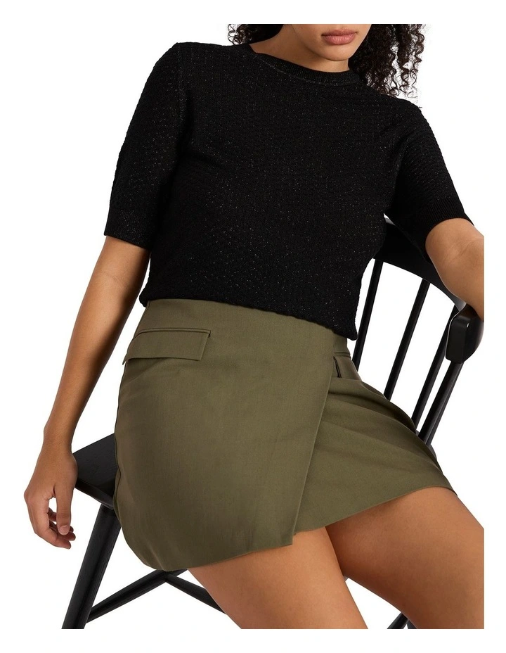 Shimmer Holiday Knit Top in Black image 1