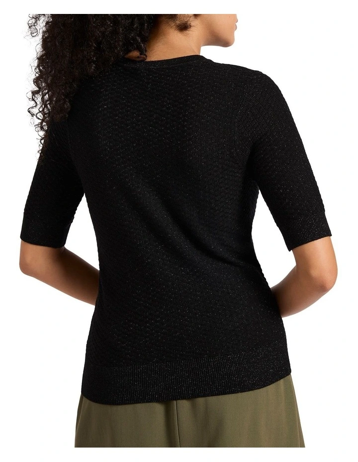 Shimmer Holiday Knit Top in Black image 4