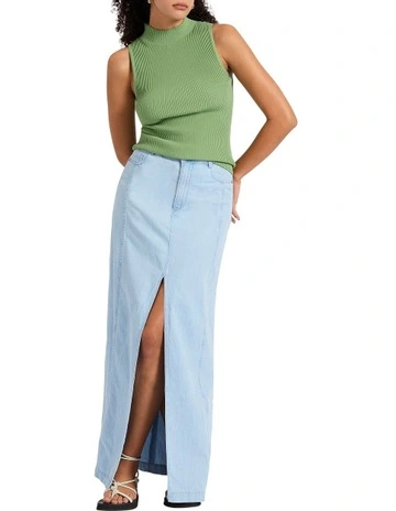 Hunter Denim Maxi Skirt in Light Chambray