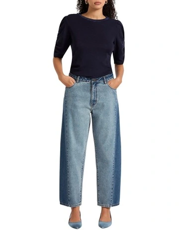 Sammy Mum Jeans in Indigo/Pale Wash