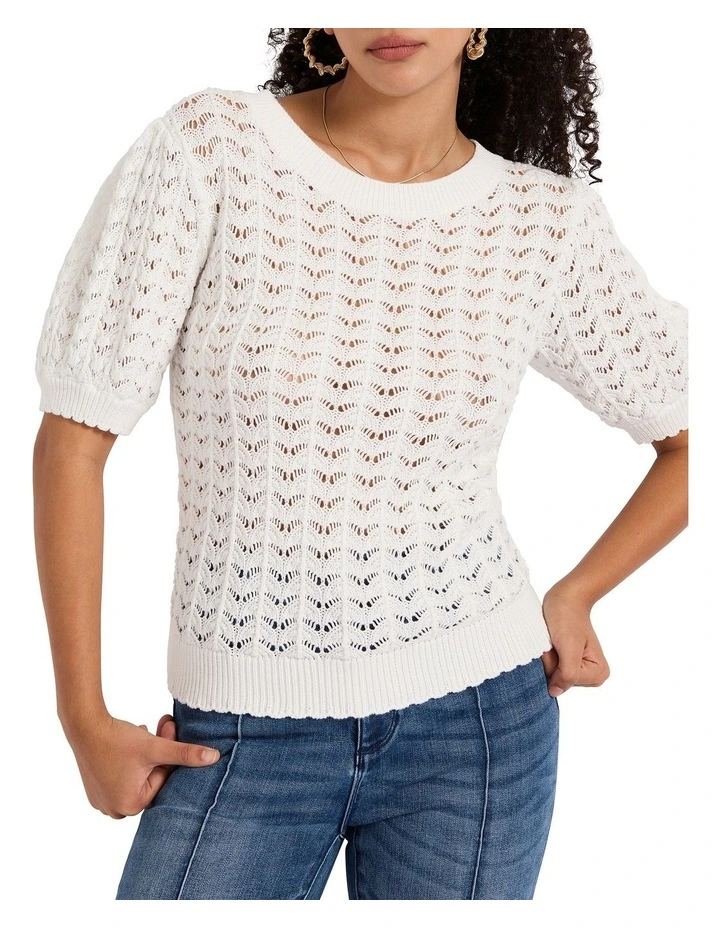 Turn To You Knit Top in Ivory image 1
