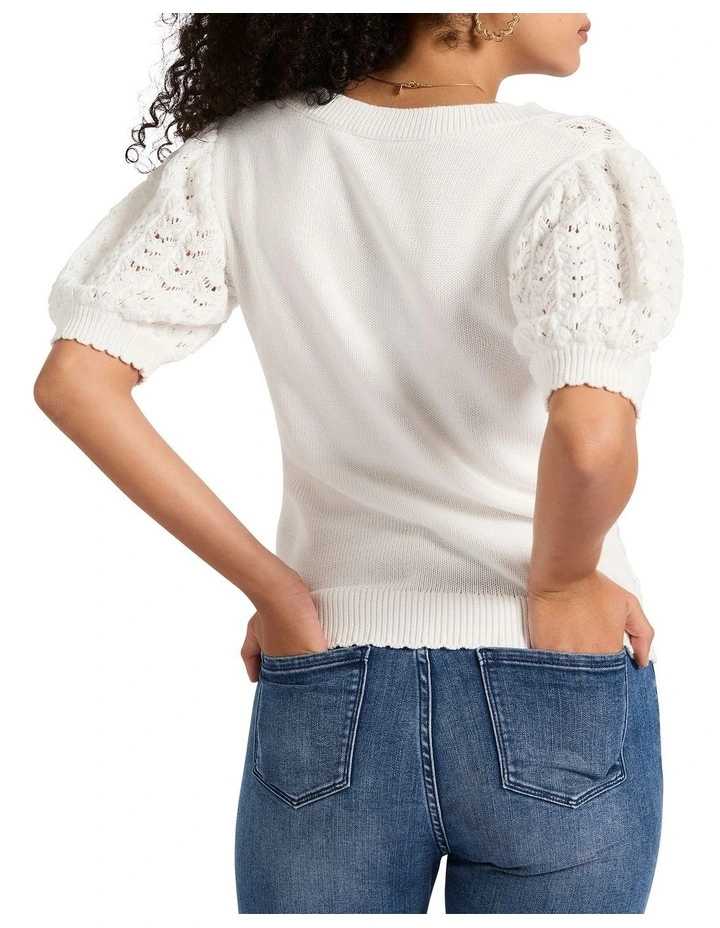 Turn To You Knit Top in Ivory image 3