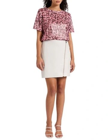 Paradise Leather Mini Skirt in Sea Salt