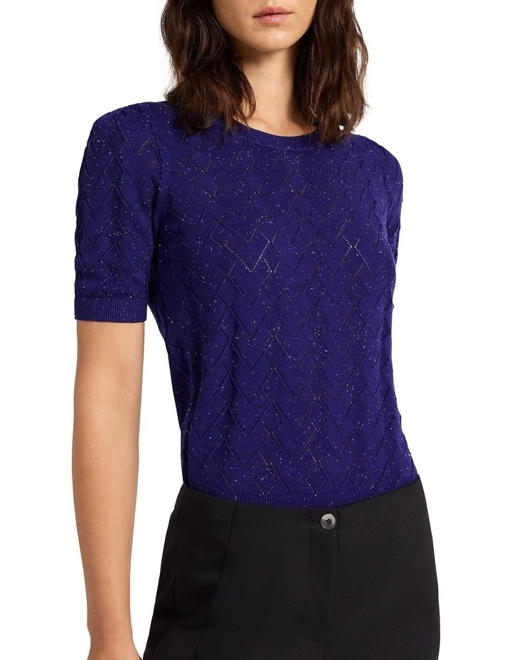 Eden Cotton Speckle Knit Top in Ultramarine image 1